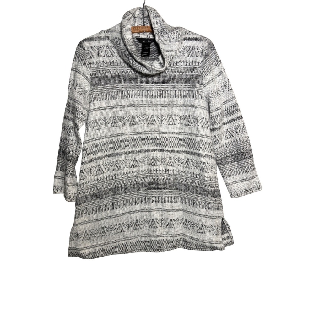 Ali Miles Womens S Geometric Cowl Neck Knit Sweater Top Artsy Boho‎ Resortwear